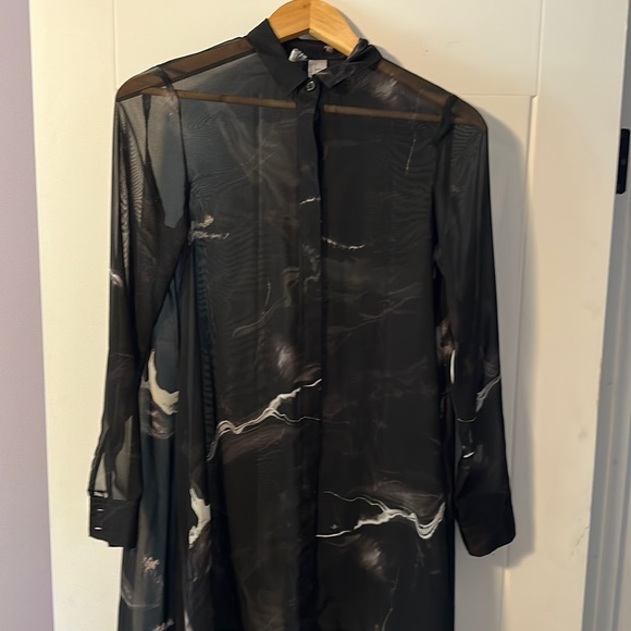 Sheer Dress Shirt Hi Low - Picture 1 of 3
